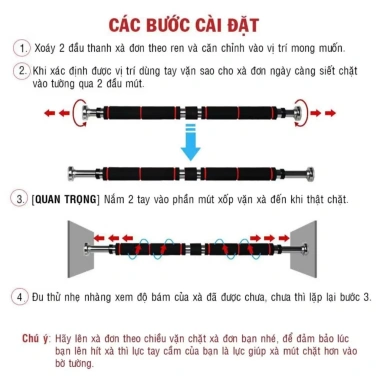 Xà Đơn Treo Tường Gắn Cửa Kích Cỡ Tùy Chỉnh - Gậy Bẻ Tập Tay, Vai, Ngực Tại Nhà - 98.000