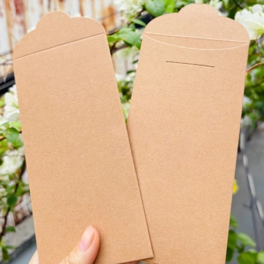 Xấp 10 bao lì xì trơn giấy kraft dây cứng tự vẽ, trang trí, viết thư pháp giá 24.500₫
