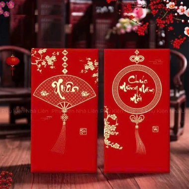 Xấp 6 Phong Bao Li Xi Đỏ Nhũ Kim - Set Li Xi Chữ Vàng Tết Bính Ngọ 2.026 Giá 25.000đ