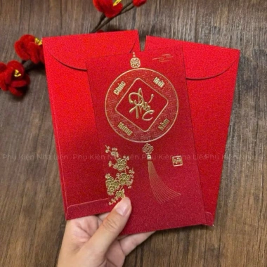 Xấp 6 Phong Bao Li Xi Đỏ Nhũ Kim - Set Li Xi Chữ Vàng Tết Bính Ngọ 2.026 Giá 25.000đ