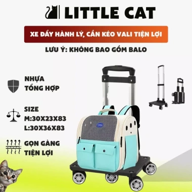 Xe Đẩy Hành Lý Gấp Gọn Little Cat - Cần Kéo Vali, Dùng Balo Vận Chuyển Thú Cưng