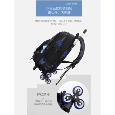 Xe Đẩy Schoolbag 6 Gót Cầu Thang Leo Núi - Ba Lô Học Sinh Tiểu Học, Trung Học, Dung Lớn, Giảm Gánh Nặng, Giá tốt