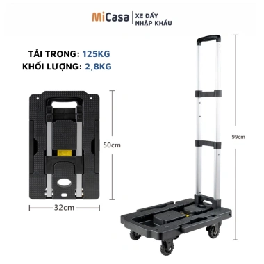 Xe Kéo 6 Bánh Nhập Khẩu Gấp Gọn, Tải Trọng 200kg, Giá Ưu Đãi 319.000 VND