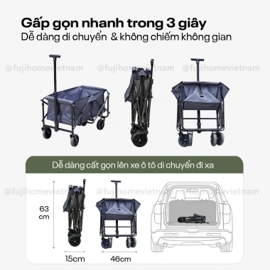 Xe kéo dã ngoại gấp gọn FUJIHOME CT-80, khung thép carbon, tải 80kg - 946.000₫ 2