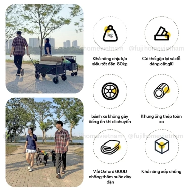 Xe kéo dã ngoại gấp gọn FUJIHOME CT-80, khung thép carbon, tải 80kg - 946.000₫ 3