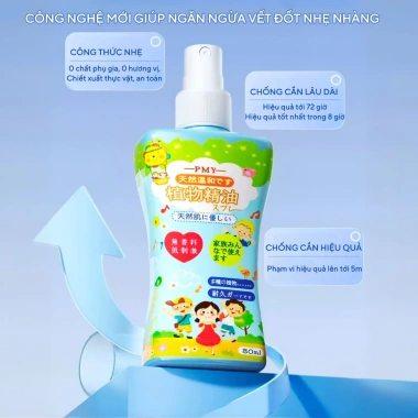 Xịt Chống Muỗi PMY 200ml cho Bé từ 3 tháng – Bảo vệ da trực tiếp, không kích ứng, 59.000₫