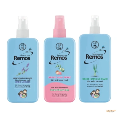 Xịt Chống Muỗi Remos Chính Hãng Việt Nam - Hương Khuynh Diệp, Chanh Sả, Lavender 70ml/150ml 59k