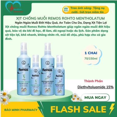 Xịt Chống Muỗi Remos Rohto Mentholatum Ngăn Đốt Hiệu Quả, An Toàn Da, Dạng Xịt Tiện Lợi – Giá 44.500₫ Xịt Chống Muỗi Remos Rohto Mentholatum Ngăn Đốt Hiệu Quả, An Toàn Da, Dạng Xịt Tiện Lợi – Giá 44.500₫