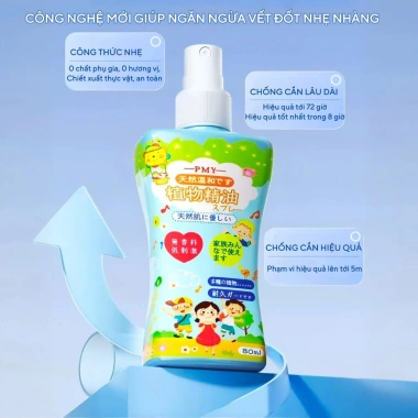 Xịt đuổi muỗi PMY Nhật tinh chất hoa cúc – Bảo vệ 8h, an toàn da bé, không ngứa