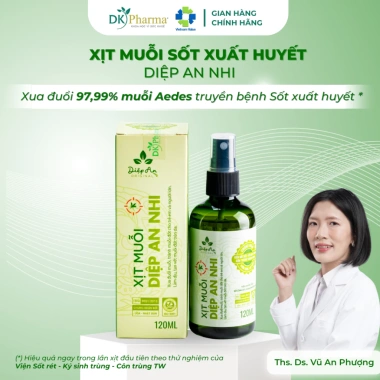 Xịt muỗi Sốt Xuất Huyết Diệp An Nhi 120ml - Xua đuổi Aedes, làm dịu vết đốt, chỉ 200k