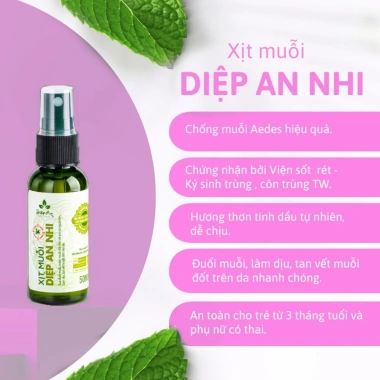 Xịt muỗi Sốt Xuất Huyết Diệp An Nhi: đuổi muỗi Aedes, làm dịu vết đốt, chỉ 112k