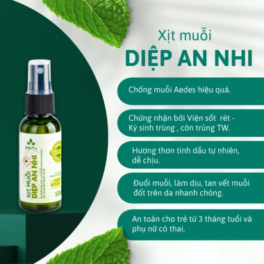 Xịt muỗi thảo dược Diệp An Nhi 50ml/120ml - bảo vệ bé, ngừa muỗi và tan vết đốt, giá ưu đãi 76.000đ 6 Xịt muỗi thảo dược Diệp An Nhi 50ml/120ml - bảo vệ bé, ngừa muỗi và tan vết đốt, giá ưu đãi 76.000đ 6