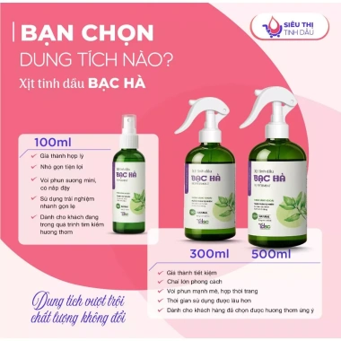 Xịt phòng thơm tinh dầu bạc hà TINHDAUSACHANH 100ml/500ml - Xua đuổi côn trùng, khử mùi, chống say xe, giảm giá 40.000₫ 4