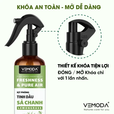 Xịt phòng tinh dầu Sả Chanh Bạc Hà Quế VEMODA – Thơm phòng, xua muỗi, khử mùi, 42.000₫