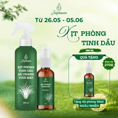 Xịt phòng tinh dầu Sả chanh Julyhouse 50ml 280ml khử mùi thơm mát như spa 59.000đ