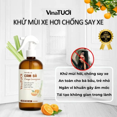 Xịt Tinh Dầu Cam Sả VINA TƯƠI 500ml - Khử Mùi Xe Hơi, Chống Say Xe, Thơm Lâu Tự Nhiên, Giá 106.000₫ 2