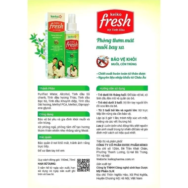 Xịt Tinh Dầu Chanh Sả Keiko Fresh 150ml - Đuổi Muỗi, Chống Côn Trùng An Toàn, Lành Tính, Giá 77.000đ 4