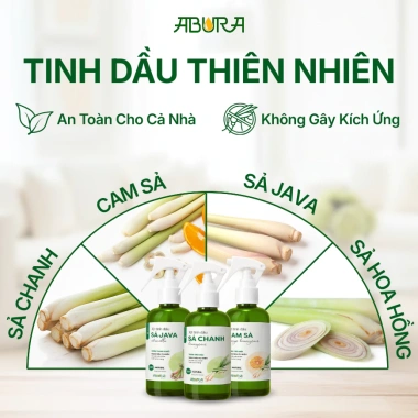 Xịt Tinh Dầu Đuổi Muỗi Sả Chanh ABURA - Xua Kiến Gián, Ngừa Rệp, An Toàn Cho Bé