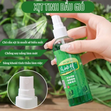 Xịt Tinh Dầu Gió Thiên Nhiên 60ml - Thư giãn, giảm cảm lạnh, say tàu xe, tiện lợi, giảm giá 21.499 VND