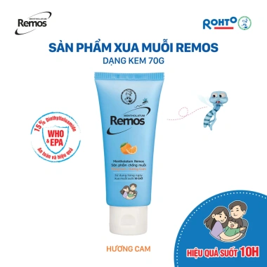 Xịt Xua Muỗi Dạng Kem Hương Sả Chanh Mentholatum Remos 70g Giá chỉ 34.000₫ 2