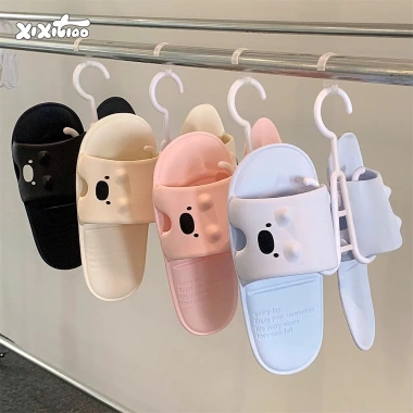 Xixitao Dép Gấu Mềm Đế Mỏng Nam Nữ Công Sở Du Lịch Di Động Gập Lại Siêu Nhẹ