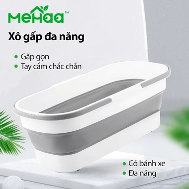 Xô Chậu Gấp Gọn Silicon 15L - Lau Nhà, Giặt Đồ, Tay Cầm, Bánh Xe, 75.000 VND 3