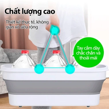 Xô Chậu Gấp Gọn Silicon 15L - Lau Nhà, Giặt Đồ, Tay Cầm, Bánh Xe, 75.000 VND 6