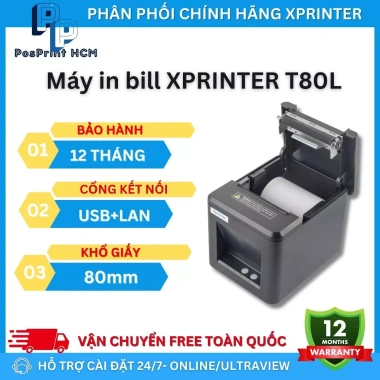 XPRINTER T80L Máy in chốt đơn livestream, in hoá đơn nhiệt 80mm, cắt giấy tự động 2