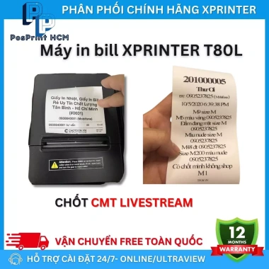 XPRINTER T80L Máy in chốt đơn livestream, in hoá đơn nhiệt 80mm, cắt giấy tự động 3