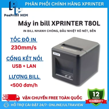 XPRINTER T80L Máy in chốt đơn livestream, in hoá đơn nhiệt 80mm, cắt giấy tự động 4