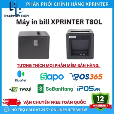 XPRINTER T80L Máy in chốt đơn livestream, in hoá đơn nhiệt 80mm, cắt giấy tự động 6