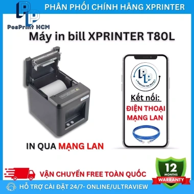 XPRINTER T80L Máy in chốt đơn livestream, in hoá đơn nhiệt 80mm, cắt giấy tự động 7