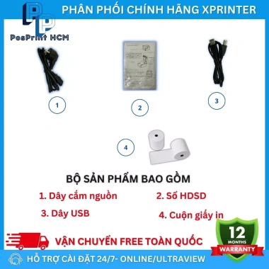 XPRINTER T80L Máy in chốt đơn livestream, in hoá đơn nhiệt 80mm, cắt giấy tự động 8