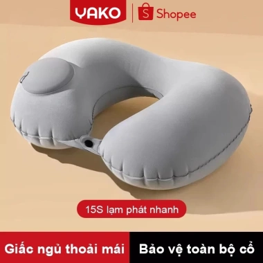 YAKO Gối Cổ Hình U Bơm Hơi Tự Động 15s Giảm Căng Thẳng Cơ Cổ, Gập Gọn Di Động - 34.999₫