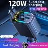 Yashinoo Cáp sạc xe hơi 120W 4 trong 1 - Sạc nhanh cho mọi điện thoại, giao nhanh