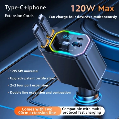 Yashinoo Cáp sạc xe hơi 120W 4 trong 1 - Sạc nhanh cho mọi điện thoại, giao nhanh 10 Yashinoo Cáp sạc xe hơi 120W 4 trong 1 - Sạc nhanh cho mọi điện thoại, giao nhanh 10