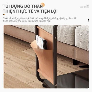 YUNDUN Bàn Trà Cafe Di Động Phòng Khách - Kệ Gỗ Mini, Bàn Đầu Giường + Túi Đựng Sách, Giá 129k (giảm 28k) - Thiết kế tiện dụng, đẹp mắt