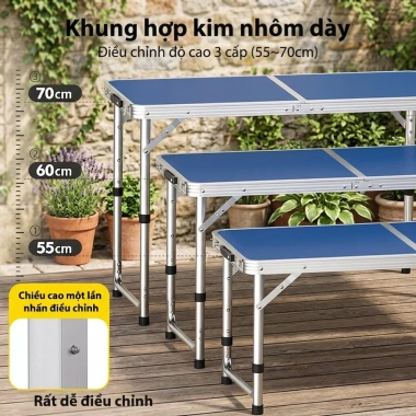 ZEN Bàn gấp dã ngoại đa năng khung thép – Di động cho gia đình, chợ đêm, sự kiện – 309.000₫ 2
