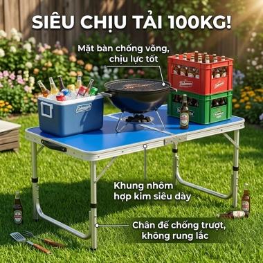 ZEN Bàn gấp dã ngoại đa năng khung thép – Di động cho gia đình, chợ đêm, sự kiện – 309.000₫ 5