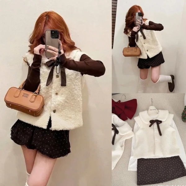 Muốn Mặc Phong Cách Hàn Quốc Cho Mùa Đông Sắp Tới, Sao Phải Chọn Áo Khoác Phao Cỡ Sen Phối Nơ Chấm Bi Nâu?