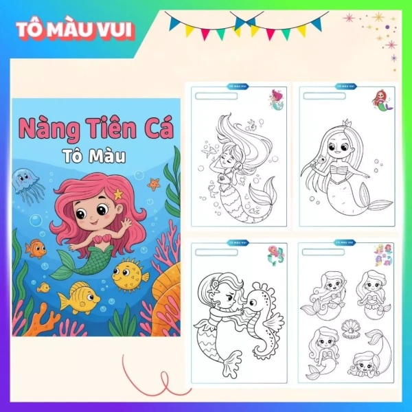 Giấy dày A4/A5 khiến những tranh tô màu nàng tiên cá dưới biển trở nên bền và dễ dàng cho bé khám phá sáng tạo
