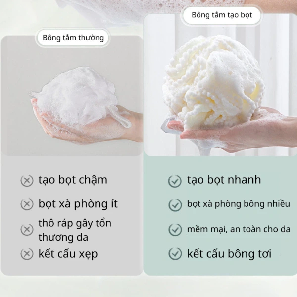 Bông tắm lưới tạo bọt phù hợp nhất với những người cần nhanh chóng tạo bọt và ưa thích cảm giác mịn màng trên da. (Ảnh 4) Bông tắm lưới tạo bọt phù hợp nhất với những người cần nhanh chóng tạo bọt và ưa thích cảm giác mịn màng trên da. (Ảnh 4)