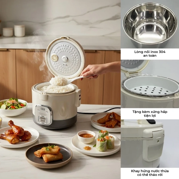 Nếu bạn đang tìm kiếm một chiếc nồi cơm điện phù hợp với nhu cầu vừa giữ ấm lâu dài, vừa bảo toàn hương vị, Nồi Cơm Điện Lebenlang 1.8 L LBL0584 là một lựa chọn đáng cân nhắc. (Ảnh 5) Nếu bạn đang tìm kiếm một chiếc nồi cơm điện phù hợp với nhu cầu vừa giữ ấm lâu dài, vừa bảo toàn hương vị, Nồi Cơm Điện Lebenlang 1.8 L LBL0584 là một lựa chọn đáng cân nhắc. (Ảnh 5)
