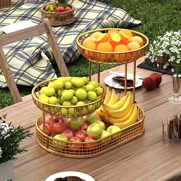 Những lúc bếp chật, một chiếc giỏ đựng trái cây đa lớp khiến việc sắp xếp kẹo bánh nhẹ nhàng hơn. - Ảnh 2