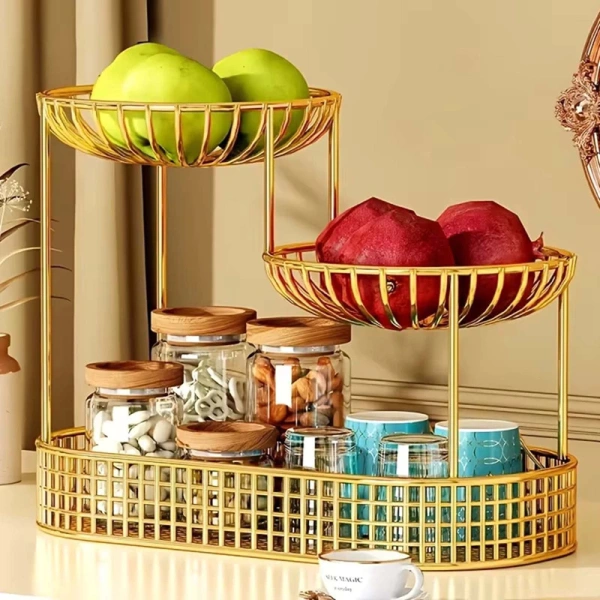 Giỏ Trái Cây Nhiều Lớp Kệ Rau Nhà Bếp Quầy Dây Giá Để Đồ Ăn Nhẹ Kẹo Bánh Quy Cupcake Khay Đựng được thiết kế để khắc phục những thiếu sót của các giải pháp truyền thống. (Ảnh 3)