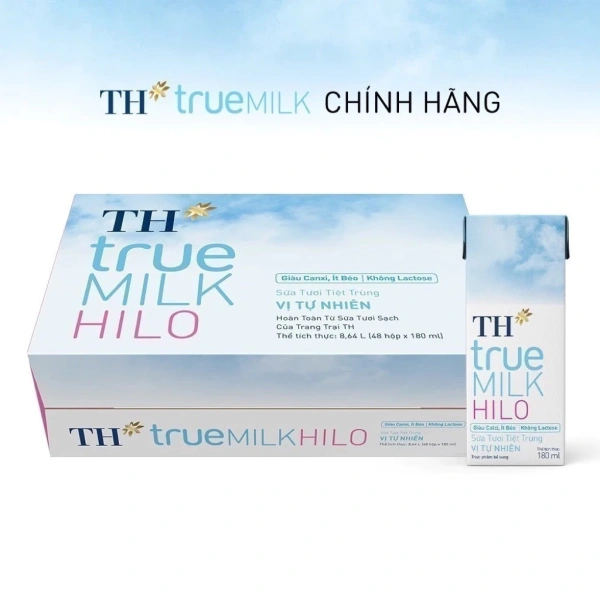 Trong danh mục sữa ít béo giàu canxi, THÙNG 48 HỘP SỮA TƯƠI TIỆT TRÙNG TH TRUE MILK HILO VỊ TỰ NHIÊN 180ML – ÍT BÉO, NHIỀU CANXI, TỐT CHO SỨC KHỎE là một lựa chọn đáng cân nhắc. (Ảnh 3)
