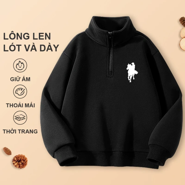 Khi gió thu se lạnh, áo sweater bé trai lót lông cừu dày dặn thực sự bảo vệ ấm áp hơn mong đợi