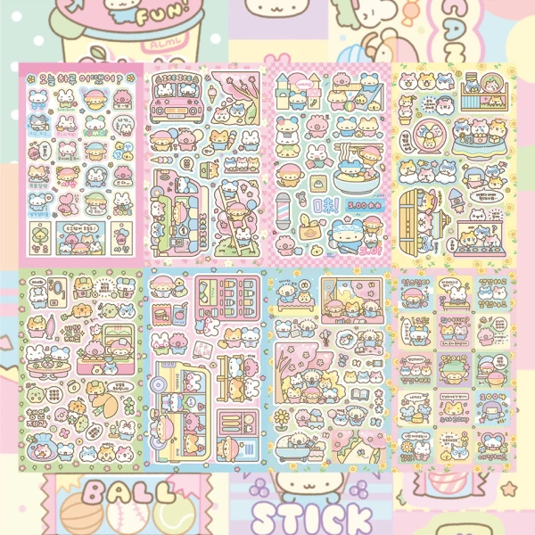 Kỳ vọng về sticker động vật hoạt hình Hàn Quốc dễ thương thường gặp thực tế: độ bám không như mong đợi trên sổ tay.