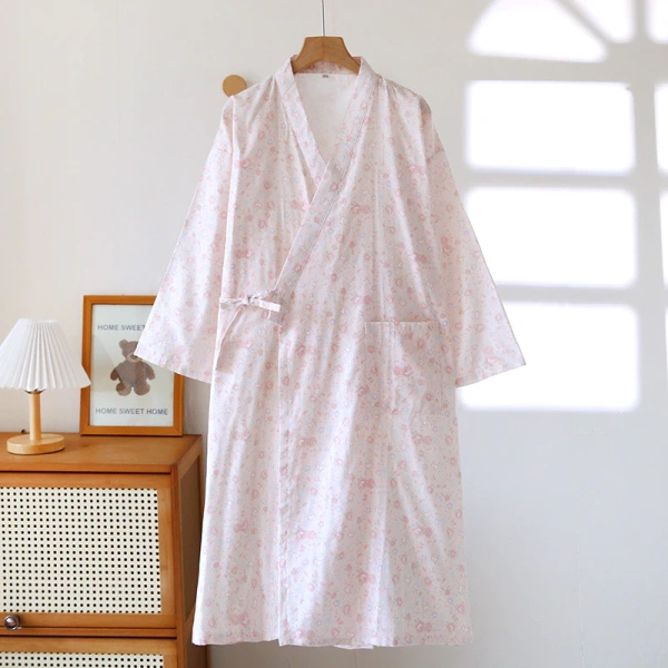 Trong số những sản phẩm hiện nay, Phụ Nữ Nhật Bản Kimono Váy Ngủ Mỏng Phong Cách Nguyên Chất Cotton Gạc Hoa Áo choàng Tắm Váy Ngủ Áo choàng Nhà Đồ Ngủ được thiết kế đặc biệt nhằm cân bằng giữa sự nhẹ nhàng và khả năng giữ dáng khi phối áo choàng. (Ảnh 4)