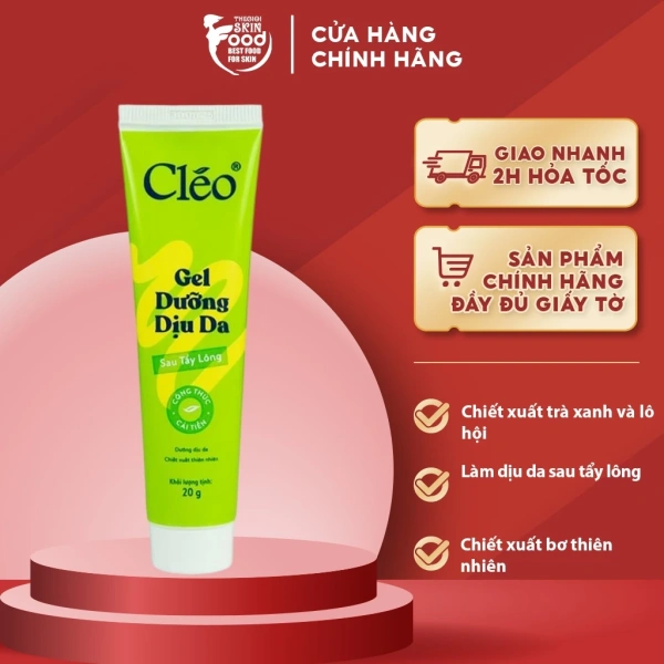Làn da sau tẩy lông chỉ thật sự mềm mại khi được dưỡng ẩm bằng gel làm dịu nhẹ